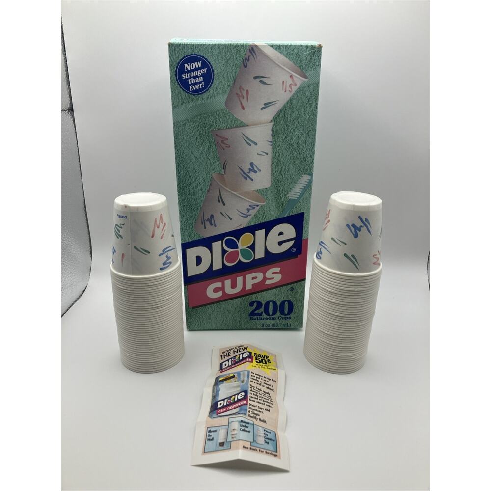 Vintage Dixie Cups Paint Strokes Box 3oz Cups 1995 Open Box 87 Cups Paint Stroke
